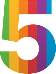 Pride Month Number Five 5 Icon Rainbow LGBTQ Icon