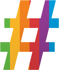 Obraz premium Pride Month Number Sign (#) Rainbow LGBTQ Icon