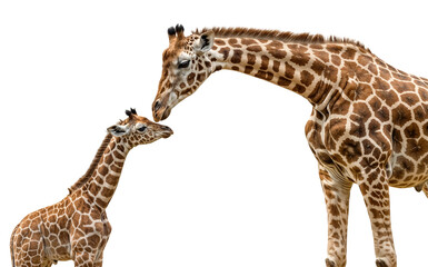 Obraz premium A giraffe mother together with its baby