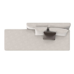 modern ivory fabric daybed with pillows top view isolated.