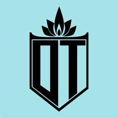 OT Logo with Elegant Crown Symbol and Shield