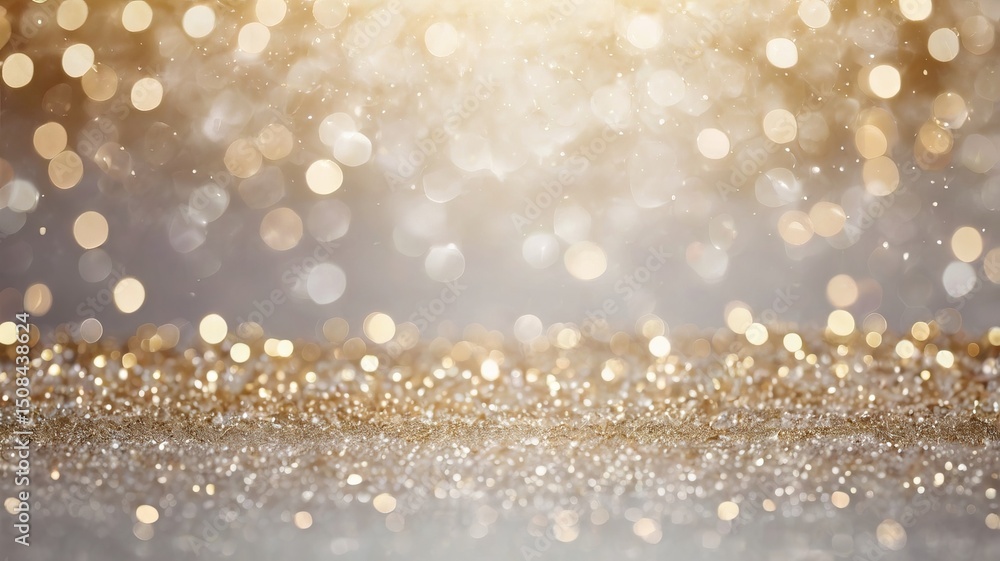 Aufkleber abstract sparkling background featuring shimmering gold and silver glitter with bokeh lights effect
