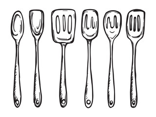 Spatula vector line art illustration