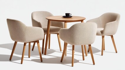 Light-colored wooden chairs & table