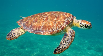 Obraz premium Majestic Sea Turtle Gracefully Navigating Vibrant Coral Reefs