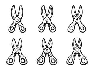 Tin Snips vector line art illustration
