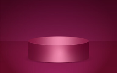 Dark red podium template lights. Red podium gradient background is luxurious, exclusive, elegant and expensive
