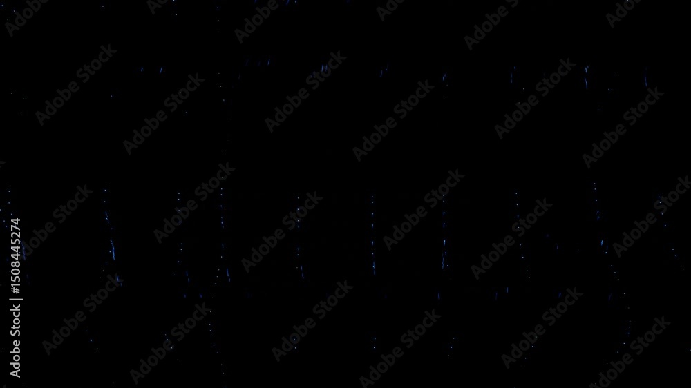 Poster moving small blue round particles on black background. 3d render. looped animation