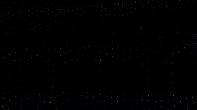moving small blue round particles on black background. 3d render. looped animation