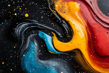 Swirling chaos of vibrant oil paint mixing naturally in water creating abstract patterns