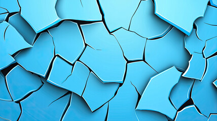 Cracked blue surface with abstract geometric patterns