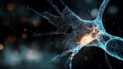 Abstract 3D Neural Network Pattern with Glowing Blue Nodes