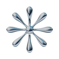 メタリックなお花のアイコン2 Y2Kスタイルのイラスト