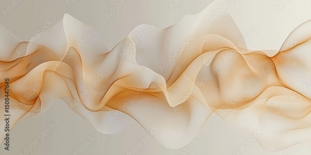Poster fluid abstract background with delicate waves in light yellow tones on a soft gentle gradient