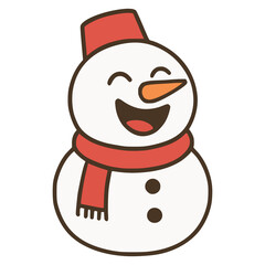 happy cute snowman laugh expression flat color vector illustration template design