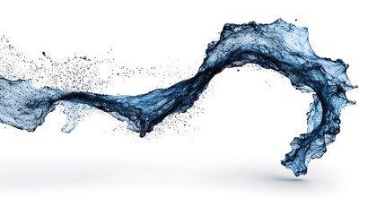 Abstract Blue Water Splash on White Background
