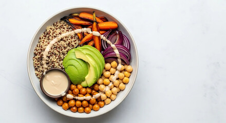 Healthy Quinoa Bowl with Roasted Vegetables and Chickpeas