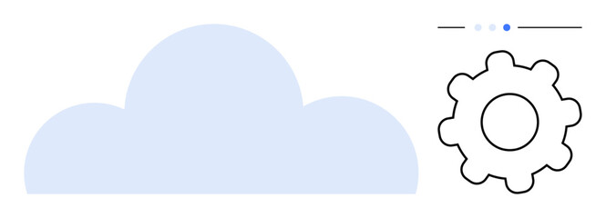 Large blue cloud and a gear symbol, complemented by a progress tracker graphic. Ideal for cloud storage, data management, technology, innovation, digital services, automation, or a simple landing