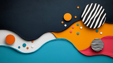 Abstract Colorful Geometric Background with Wavy Shapes and Texture