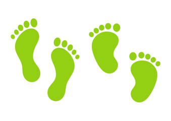 Green footprints symbolize progress and eco-friendly steps. Vector illustration