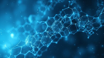Abstract blue science technology background with molecules