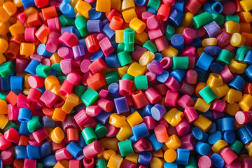 Colorful plastic pellets for recycling promoting reuse and separate waste collection in plastic manufacturing