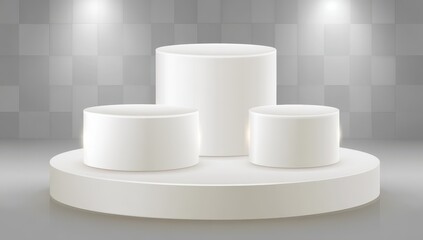 Three white cylinders on a white pedestal (1)