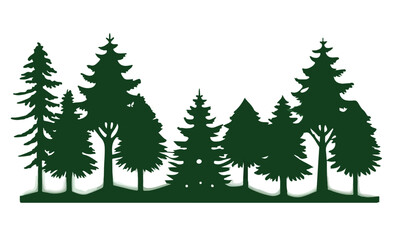 Evergreen Pine Tree Silhouettes vector