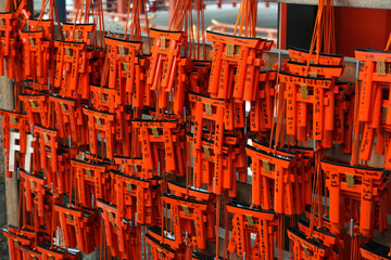 Rows of vibrant, traditional orange torii gates, showcasing Japanese culture and heritage, Fushimi Inari Taisha in Kyoto
