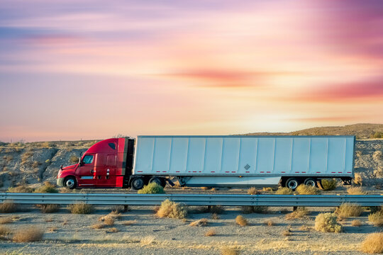 Fototapeta Semi Trucks on Highway, USA. Trucking in USA 