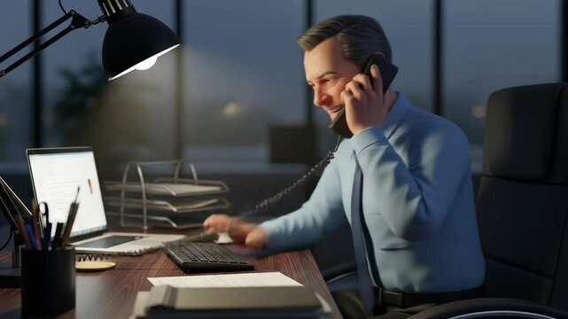 Male Office worker showing slight stress or frustration. Hand pointed to the air. 