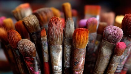 Closeup Paintbrushes Collection In Various Colors