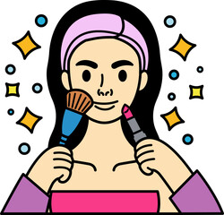 illustration of a woman doing makeup