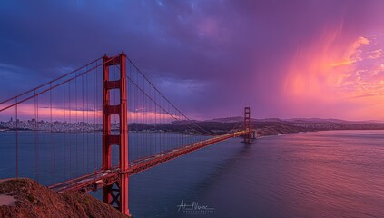 Fototapeta premium Golden Gate Bridge Sunset Panorama View