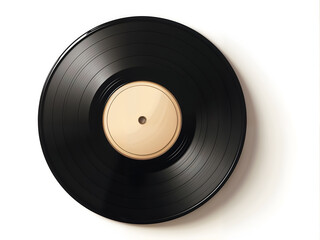 Obraz premium Black vinyl record with beige label, suitable for retro, music history, or classic audio themes. Generative AI