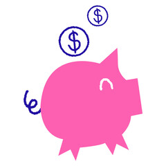 Piggy bank with dollar coins