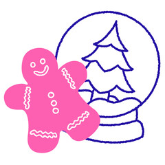 Gingerbread man with snow globe