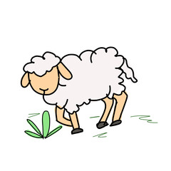 Cute Sheep Grazing Grass – Eid al-Adha Illustration
