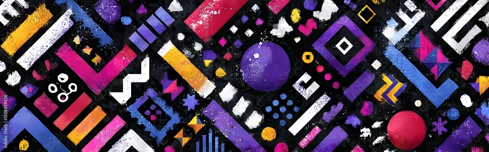 Aufkleber retro style abstract geometric pattern design features an array of colorful shapes in a modern illus