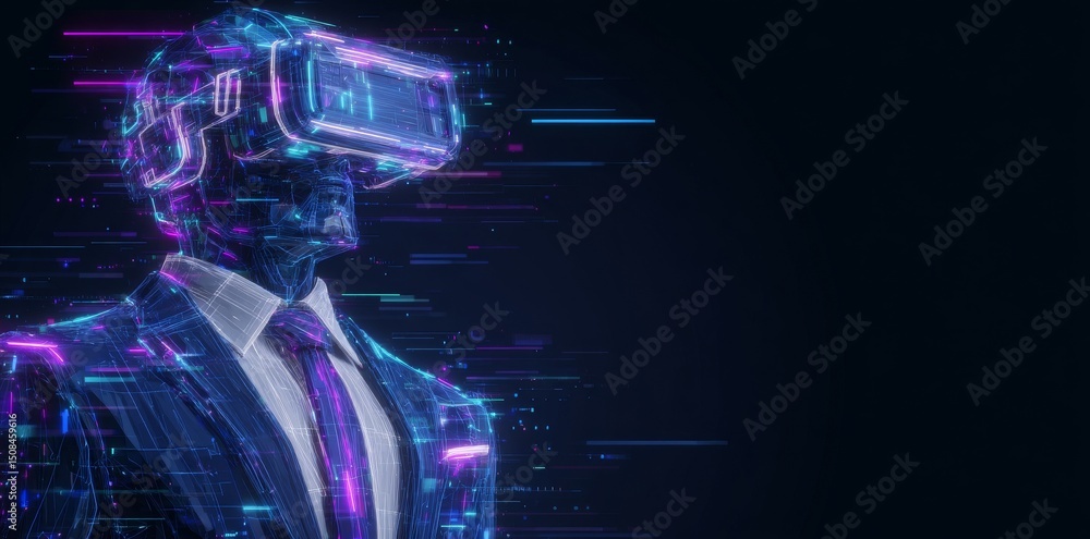 Poster a 3d rendering illustration design character represents the metaverse concept envisioned by future m