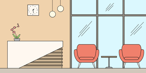 Reception in the office room graphic color interior sketch illustration vector 