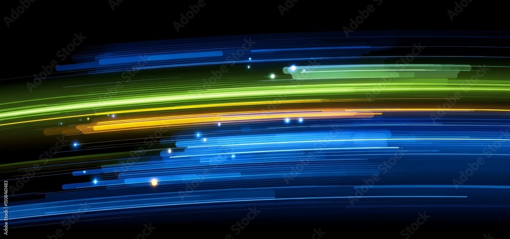 Poster digital and connection concepts are highlighted in a modern illustration of an abstract green speed 