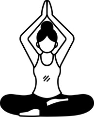 black and white illustration a woman doing yoga