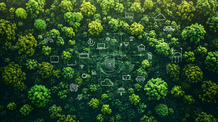 An innovative green tech concept showcasing sustainable technology usage with eco-friendly devices and renewable energy solutions for a cleaner environment.