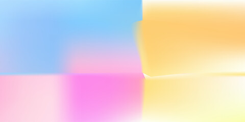 Abstract clear blue sky. Pastel rainbow. Light blue, pink and yellow color vector banner. Pastel gradient sky pattern. Blurred light fuzz colorful gradient background. Vector soft horizontal backdrop