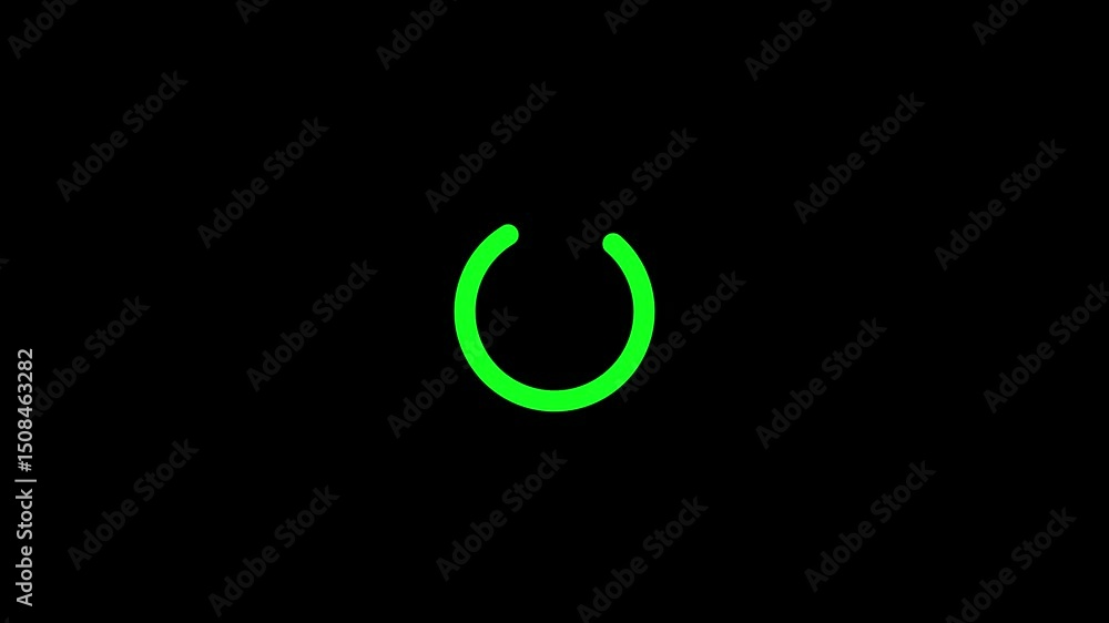 Poster abstract circle loading icon animation on a black background in green color. 4k video.