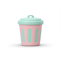 3D Trash Bin in Toy-Like Pastel Style.