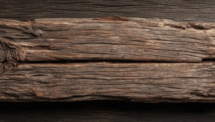 Obraz premium Close-up of weathered, dark brown wood planks
