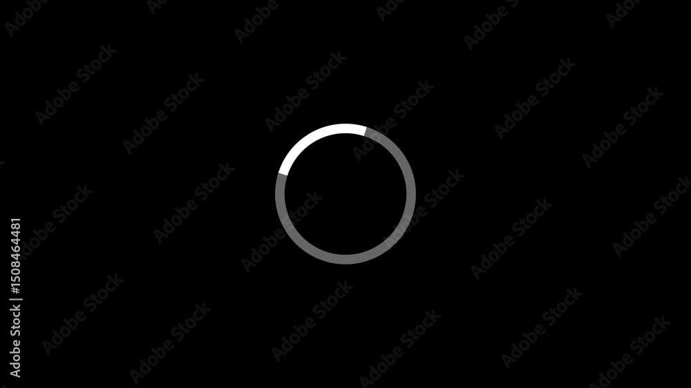 Poster abstract circle loading icon animation on a black background in white color. 4k video.