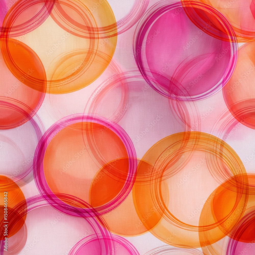 Poster the design features a modern seamless pattern of geometric circle shapes in soft pastel colors, set 